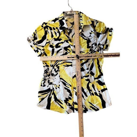 Express Design Studio Shirt Women's Medium Multicolor Floral Cotton Button-Up - Picture 5 of 6